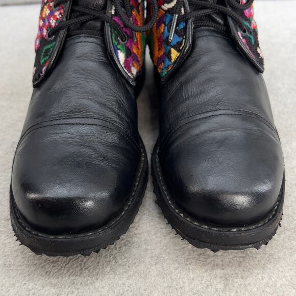 Teysha  Guatemalan Leather Embroidered Ankle Boot - Black - Women size 6.5 - Picture 11 of 12